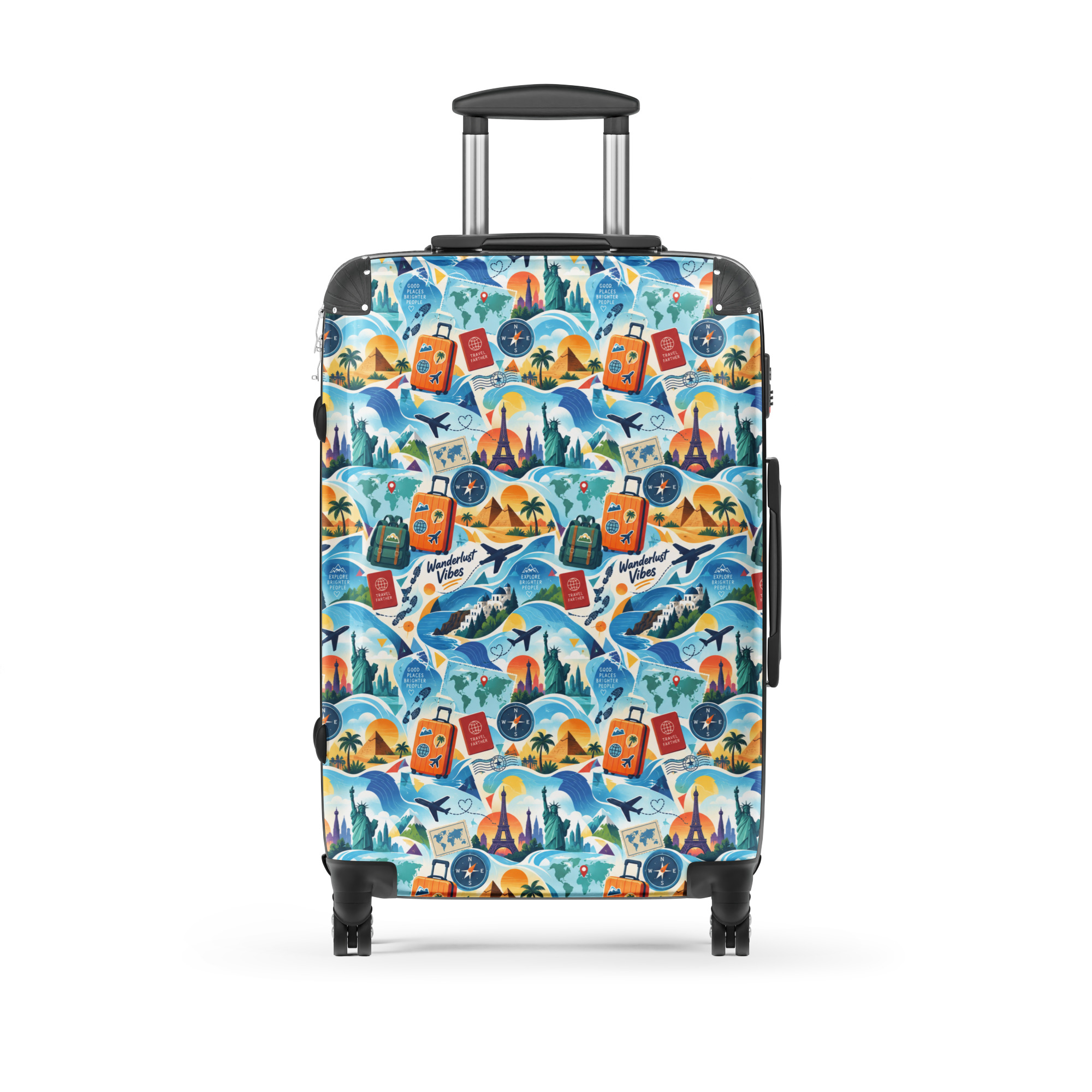 Wanderlust Vibes Hardshell Suitcase – 360° Spinner Travel Luggage with Built-In Lock - Image 2