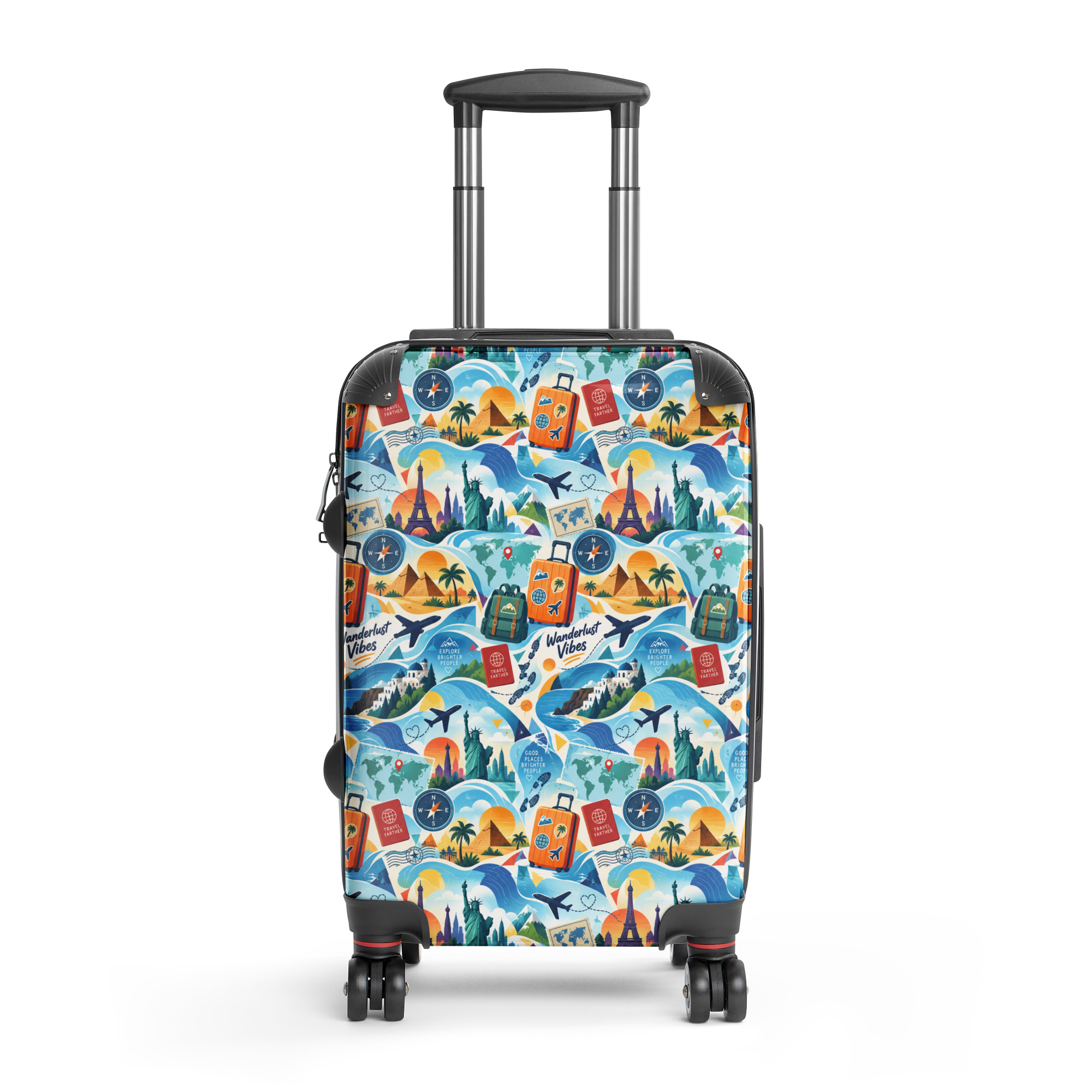 Wanderlust Vibes Hardshell Suitcase – 360° Spinner Travel Luggage with Built-In Lock