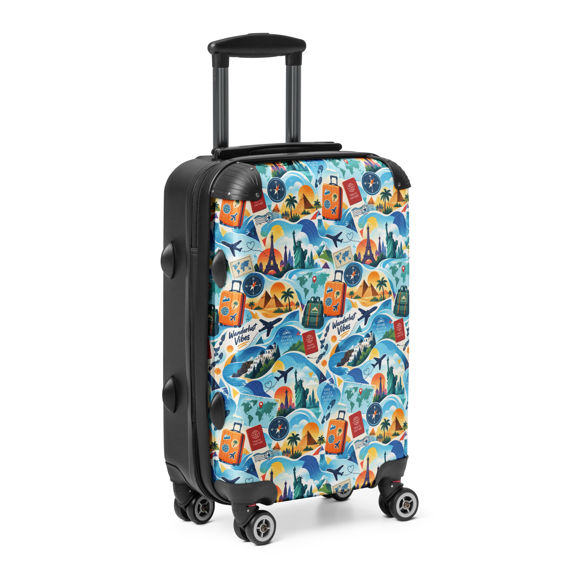 Wanderlust Vibes Hardshell Suitcase – 360° Spinner Travel Luggage with Built-In Lock - Image 5